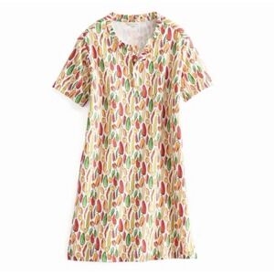Vera Bradley Women's Henley Night Dress Pjs XL 100% Cotton Multicolor‎ Peppers